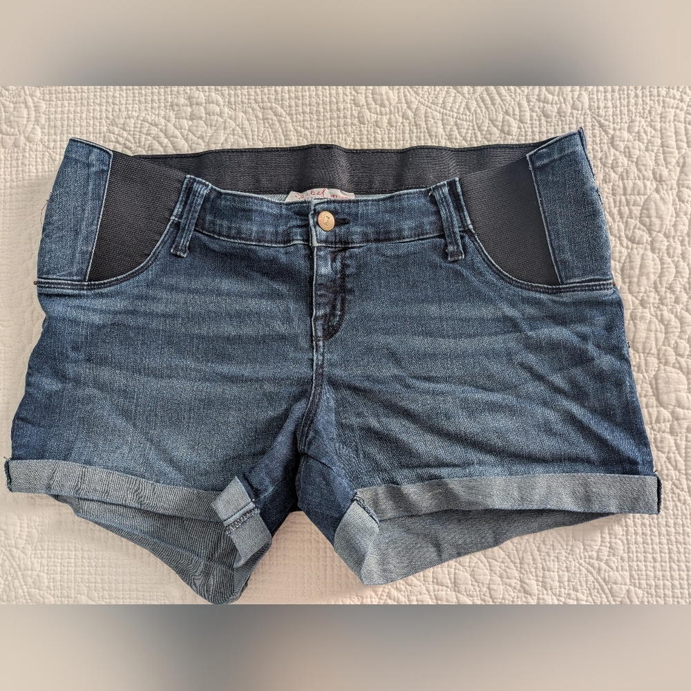Side Panel Maternity Jean Midi Shorts Isabel Maternity by Ingrid & Isabel 12
